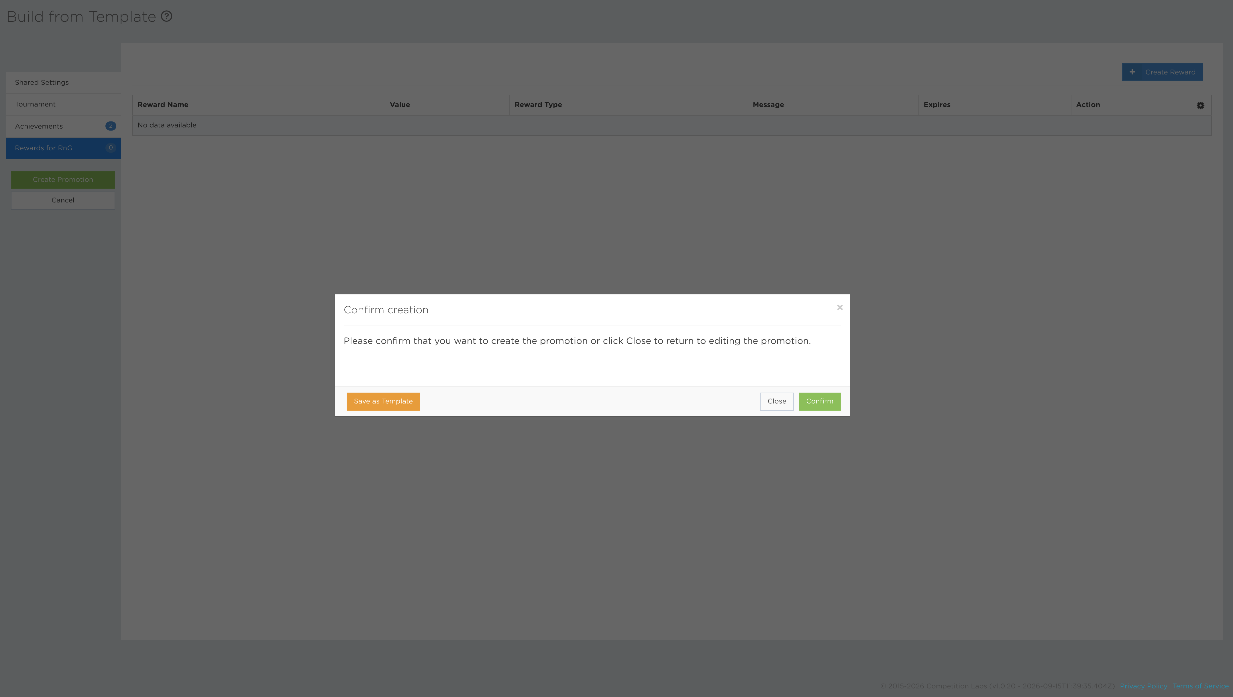 Flow Template review and confirmation screen